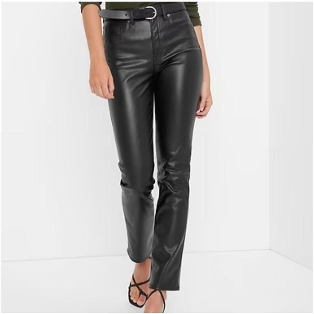 Gap Faux Leather Black Vintage Slim High Rise Straight Jeans